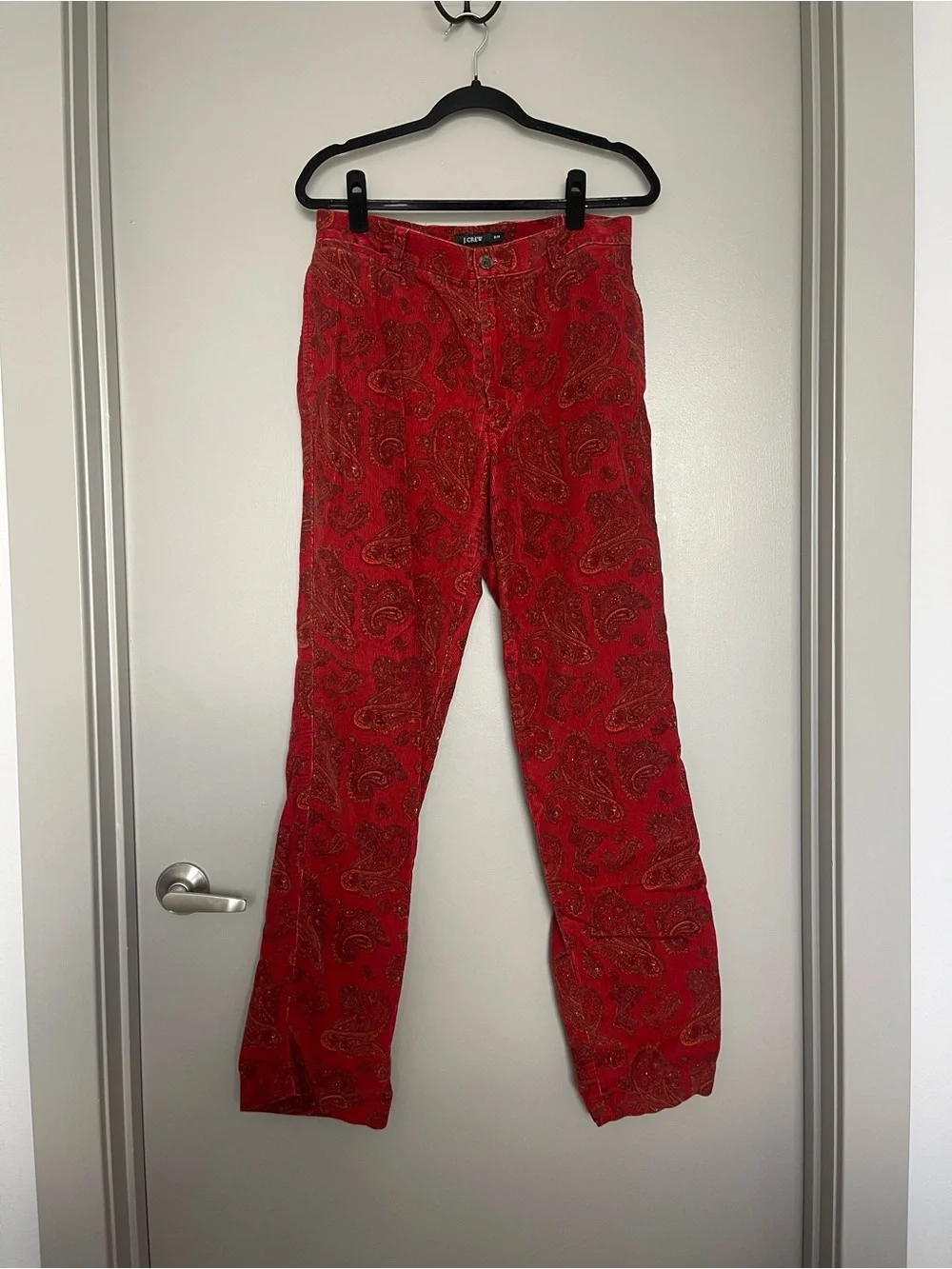 J. Crew Red Paisley-Print Chinos